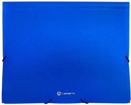 Папка на резинках А4, корешок 37мм, пластик 0,6мм LAMARK, синяя, с тиснением