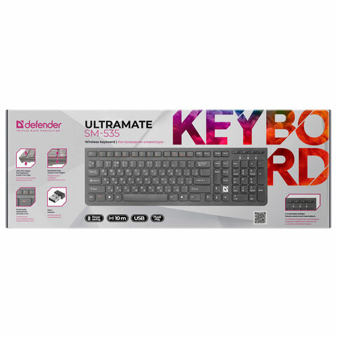 6_Клавиатура беспроводная DEFENDER UltraMate SM-535, USB, черная