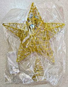Украшение - верхушка на ёлку Звезда, размер 15х15см, LED, тип питания 2*АА, золотое