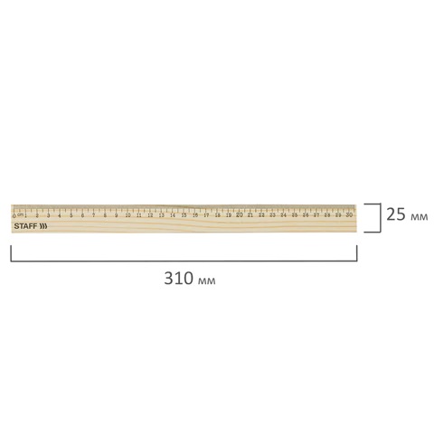 6_Линейка 30см деревянная STAFF, канадская сосна