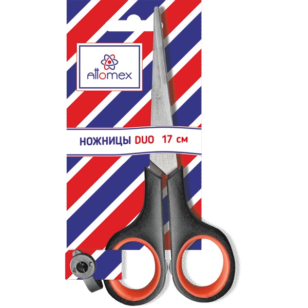 Ножницы 17см прорезиненные ручки ATTOMEX Duo