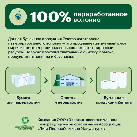 5_Туалетная бумага на втулке ZEMMA Плюс 2-х слойная, 12шт_23м белая