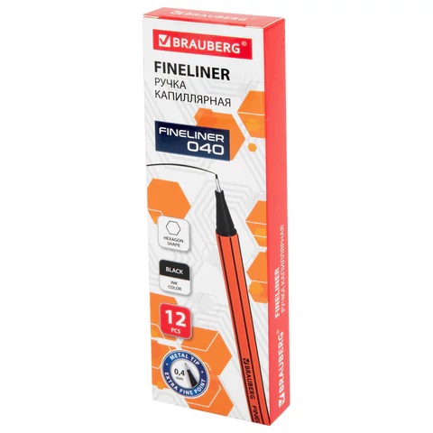 9_Ручка капиллярная 0,4мм ЧЕРНАЯ BRAUBERG Fine 040
