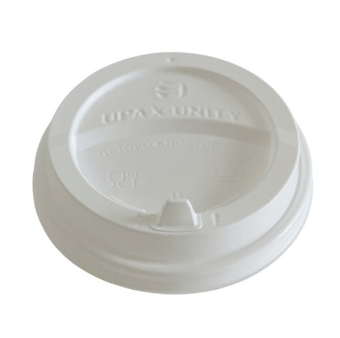 Крышка пластиковая (с клапаном) d-90мм (на стаканы 300-450мл), 50шт, белая