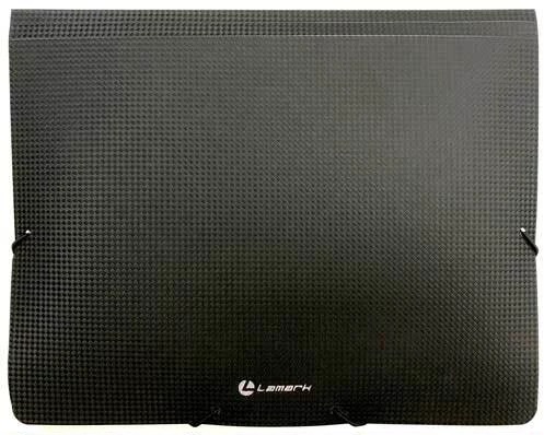 Папка на резинках А4, корешок 37мм, пластик 0,6мм LAMARK, черная, с тиснением