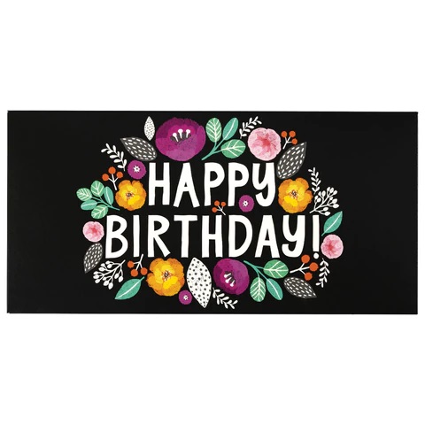 Конверт для денег HAPPY BIRTHDAY, 82_166мм, выборочный лак ЗОЛОТАЯ СКАЗКА