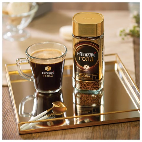 5_Кофе растворимый 190г NESCAFE Gold, сублимированный, в стеклянной банке