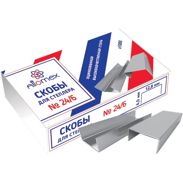 Скобы для степлера №24_6 1000шт до 30л ATTOMEX