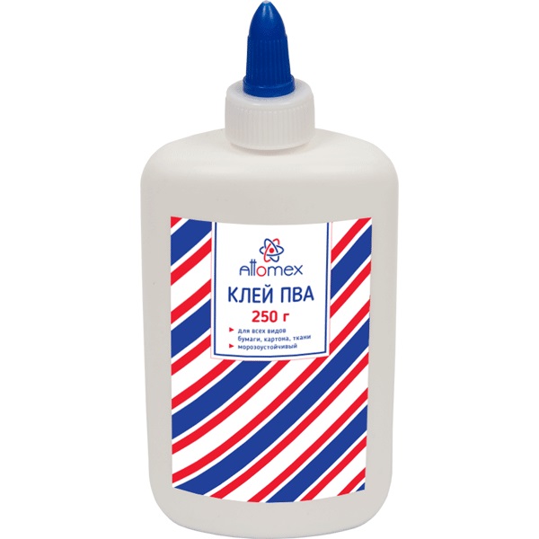 Клей ПВА 250г с дозатором Attomex, марозоустойчивый