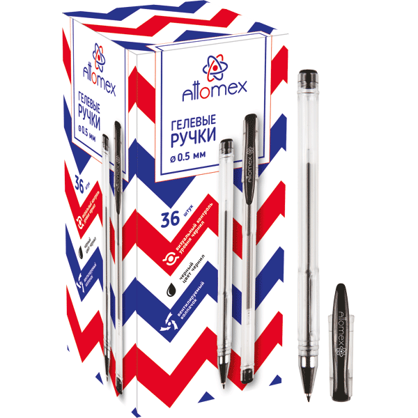 5_Ручка гелевая 0,5мм ATTOMEX ЧЕРНАЯ