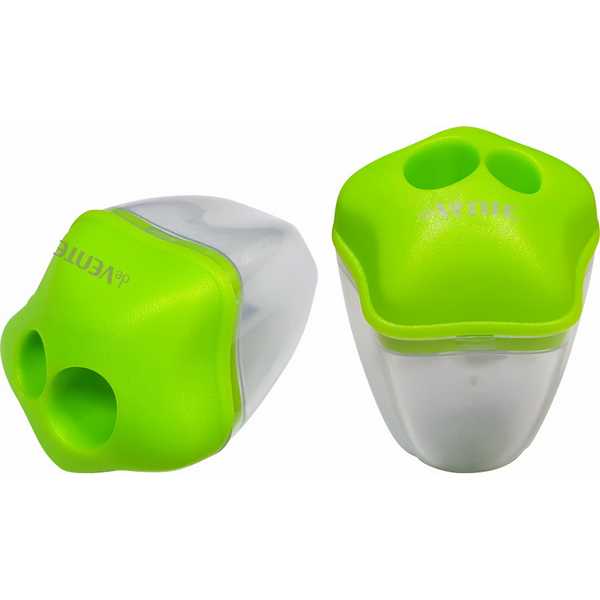 Точилка с контейнером, 2 отверствия deVENTE Glow in the Dark, зеленая