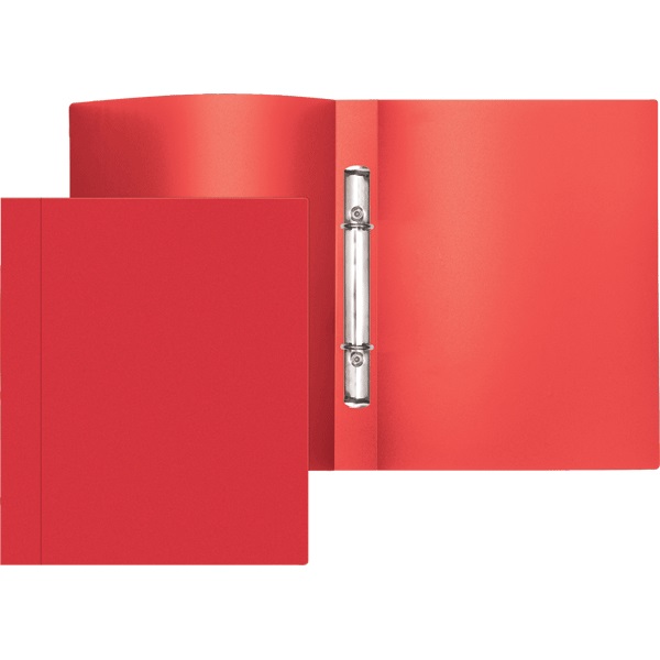 Папка на 2 кольцах, корешок 21мм, пластик 0,5мм, ATTOMEX, красная