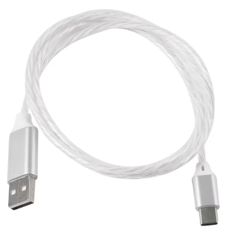 2_Кабель LED подсветкой USB 2.0-Type-C, 1м, RED LINE, белый