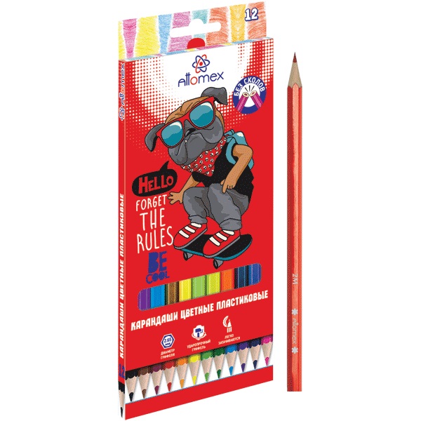 Карандаши цветные 12 цветов ATTOMEX Be cool, пластиковые