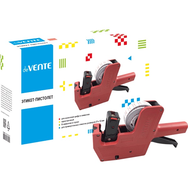 Этикет-пистолет 1-строчный 8 символов deVENTE, красный