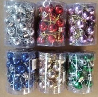 Шары ёлочные 24шт, диаметр 1,5см, пластик, ассорти