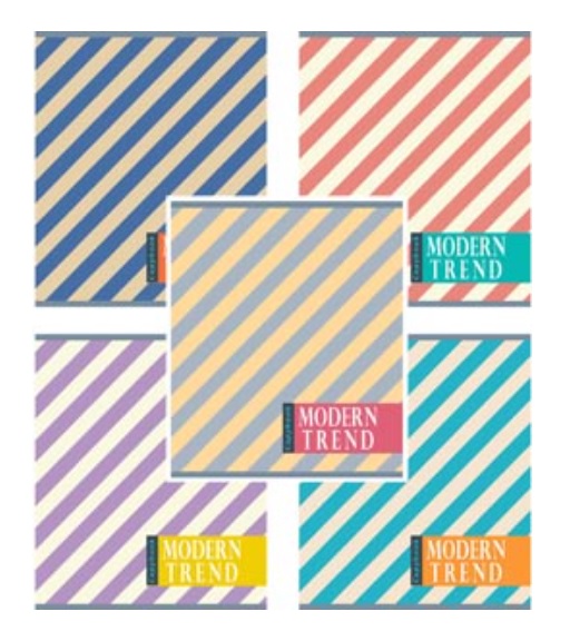 Тетрадь А5 48л клетка, скоба PROFIT Цветные косые полосы, ассорти