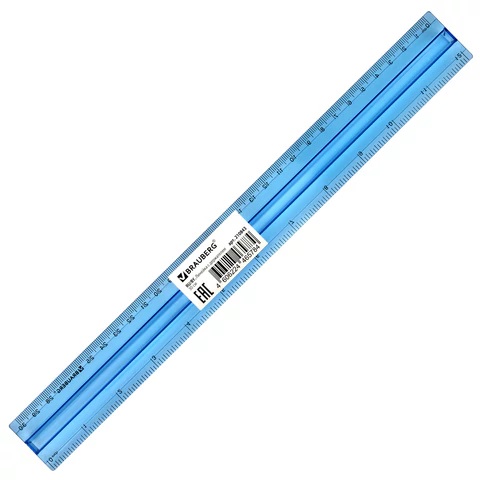 6_Линейка 30см пластик BRAUBERG, неон ассорти