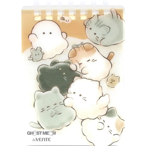 Блокнот А7 80л линейка, гребень deVENTE Ghost Meow, пластиковая обложка