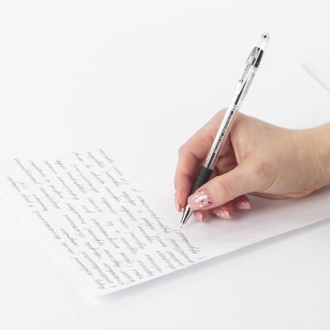 8_Ручка шариковая масляная, 0,7мм BRAUBERG Model-XL ЧЕРНАЯ, прозрачный корпус