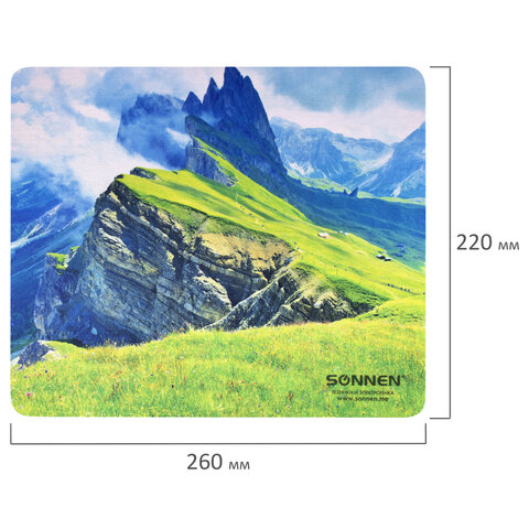 6_Коврик для мыши SONNEN Mountains, резина+ткань, 260_220_3мм