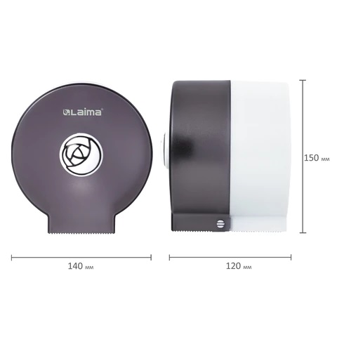 10_Диспенсер для бытовой туалетной бумаги ЛАЙМА, круглый, тонированный серый