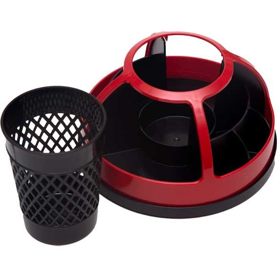 Подставка-органайзер без наполнения, 5 отделений, вращающаяся deVENTE Whirling, красная