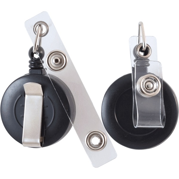 Держатель-рулетка для бейджей deVENTE, 70см, петелька, клип, черный