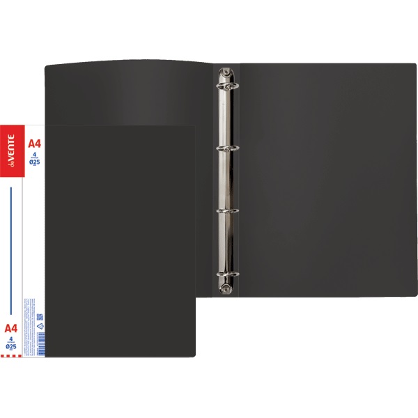 Папка на 4 кольцах, корешок 30мм, пластик 0,6мм, deVENTE Daily, черная