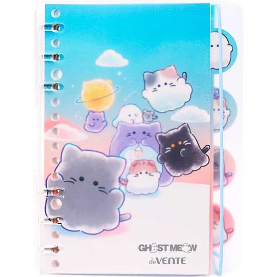 Блокнот В6 40л линейка, гребень deVENTE Ghost Meow, 4 разделителя, пластиковая обложка