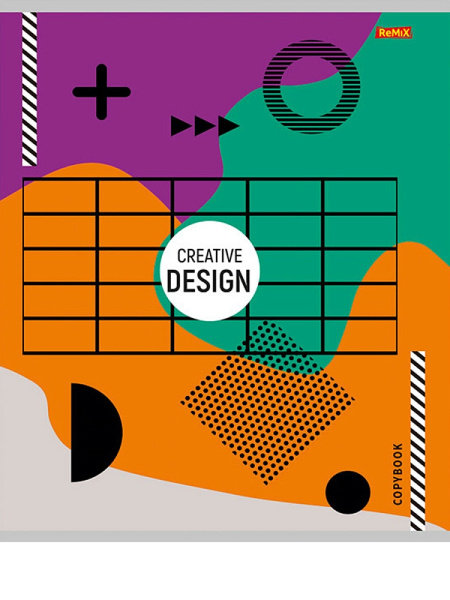 3_Тетрадь А5 48л клетка, скоба REMIX Креативная геометрия, ассорти