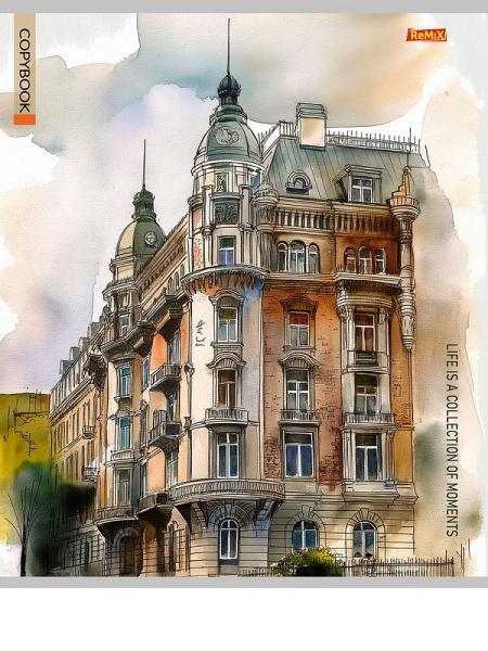 2_Тетрадь А5 96л линия, скоба REMIX Города в акварели, ассорти