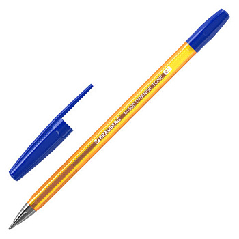Ручка шариковая 0,7мм BRAUBERG M-500 Orange Tone СИНЯЯ, полупрозрачный оранжевый корпус