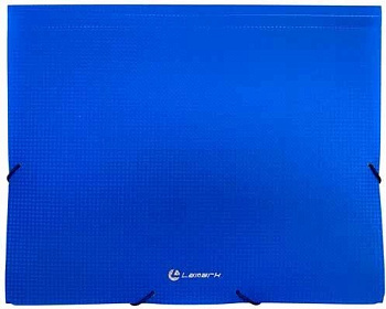 Папка на резинках А4, корешок 37мм, пластик 0,6мм LAMARK, синяя, с тиснением