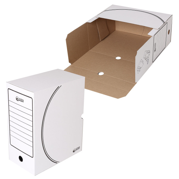 2_Короб архивный А4 150мм, клапан, гофрокартон, белый