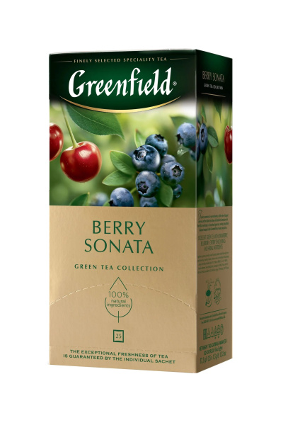 Чай пакетированный GREENFIELD Berry Sonata, зеленый, с клубникой, 25п_2г