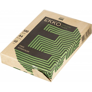 Бумага офисная писчая А4 60г/м2 500л, белизна 60% EKKO