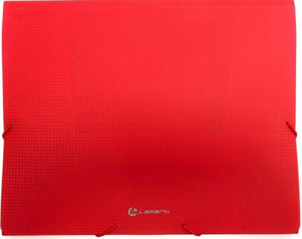 Папка на резинках А4, корешок 37мм, пластик 0,6мм LAMARK, красная, с тиснением