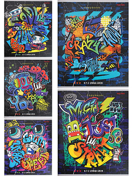 Тетрадь А5 48л клетка, скоба PROF-PRESS Клевое граффити, ассорти