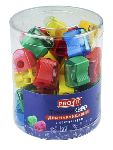 3_Точилка с контейнером, 1 отверстие PROFIT, ассорти