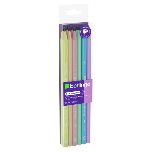 2_Карандаш чернографитный HB Berlingo Flexy Pastel, трехгранный, ассорти