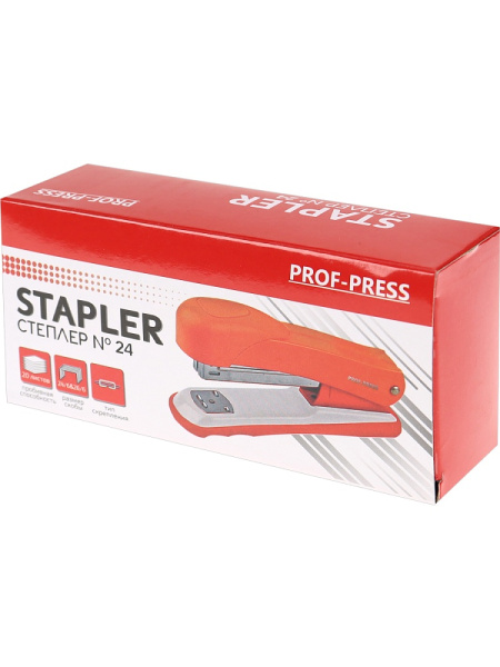 2_Степлер №24_6, 26_6 до 20л PROF-PRESS, металлический корпус, оранжевый