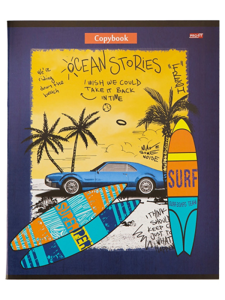 5_Тетрадь А5 48л клетка, скоба PROFIT Серферская тема, ассорти