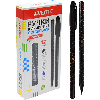 Ручка шариковая масляная, 0,7мм deVENTE Speed Pro Gold&Black СИНЯЯ