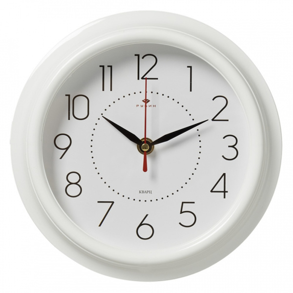 Часы настенные РУБИН Класика, круг, белые, белая рамка, 21_21_4см