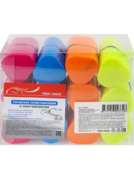 6_Точилка с контейнером, 2 отверстия PROF-PRESS ТК-0332, ассорти