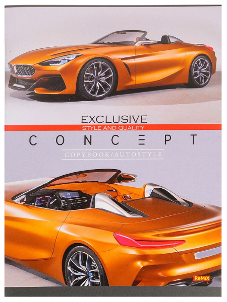 6_Тетрадь А5 48л клетка, скоба REMIX Эксклюзивные автомобили, ассорти