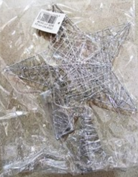 Украшение - верхушка на ёлку Звезда, размер 15х15см, LED, тип питания 2*АА, серебристое