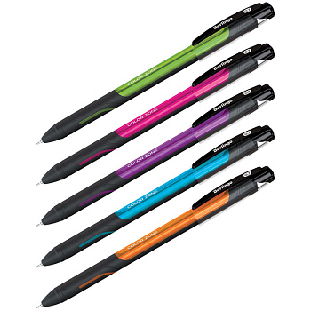 Ручка шариковая масляная, 0,7мм Berlingo Color Zone СИНЯЯ, прорезиненый корпус, игольчатый стержень