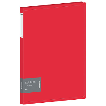 Папка на 4 кольцах, корешок 24мм, пластик 0,7мм, Berlingo Soft Touch, красная